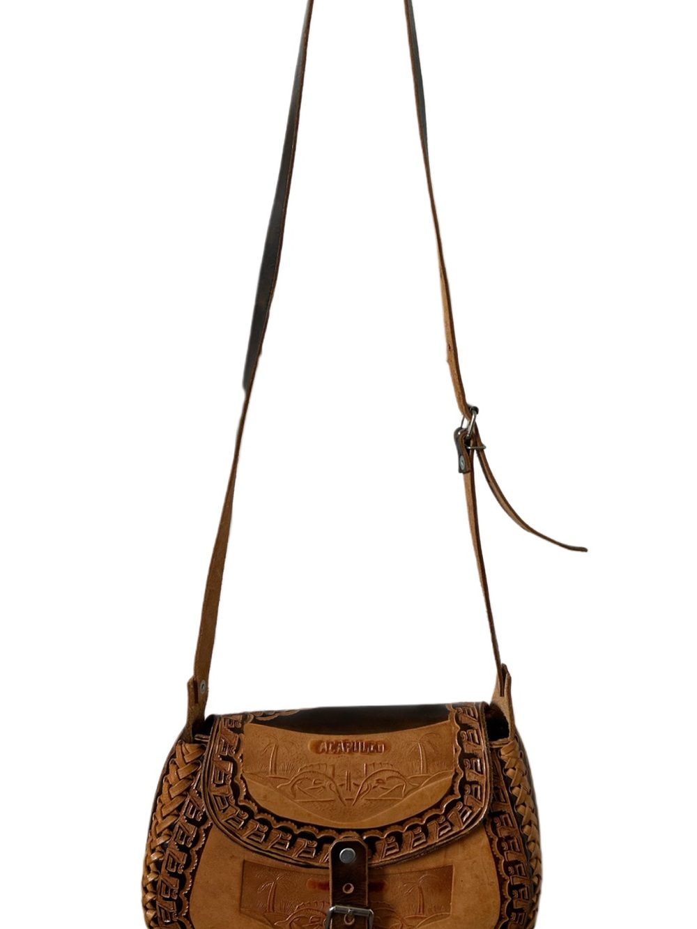 Handcrafted Tan Leather Crossbody from Acapulco - Picture 7 of 7